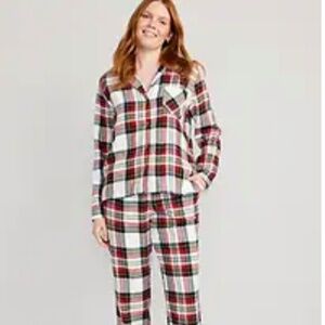 Old Navy flannel pjs white tartan women XXL